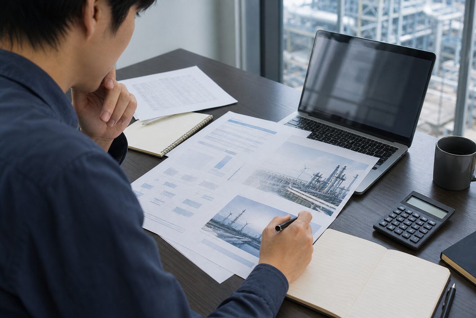 IPO資料を読み込み企業の事業内容を確認する投資家のイメージ