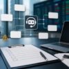 AIチャットボット企業のIPO資料と確認項目を机上で整理するイメージ