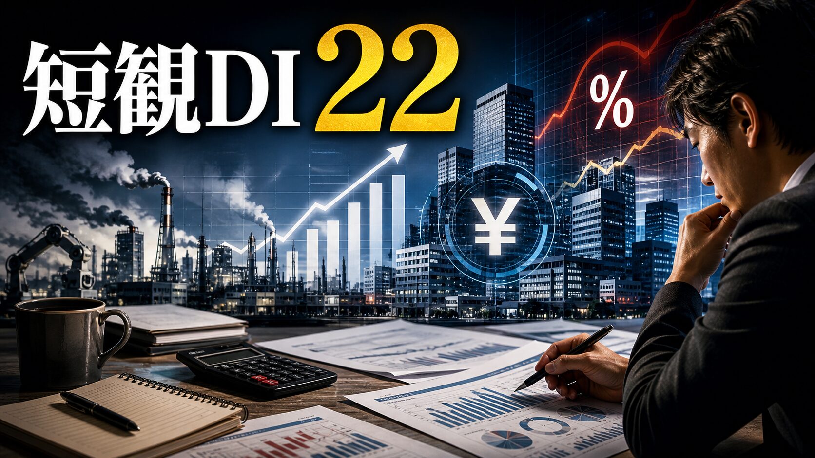 6月短観DI22と日本株の確認点を示すアイキャッチ