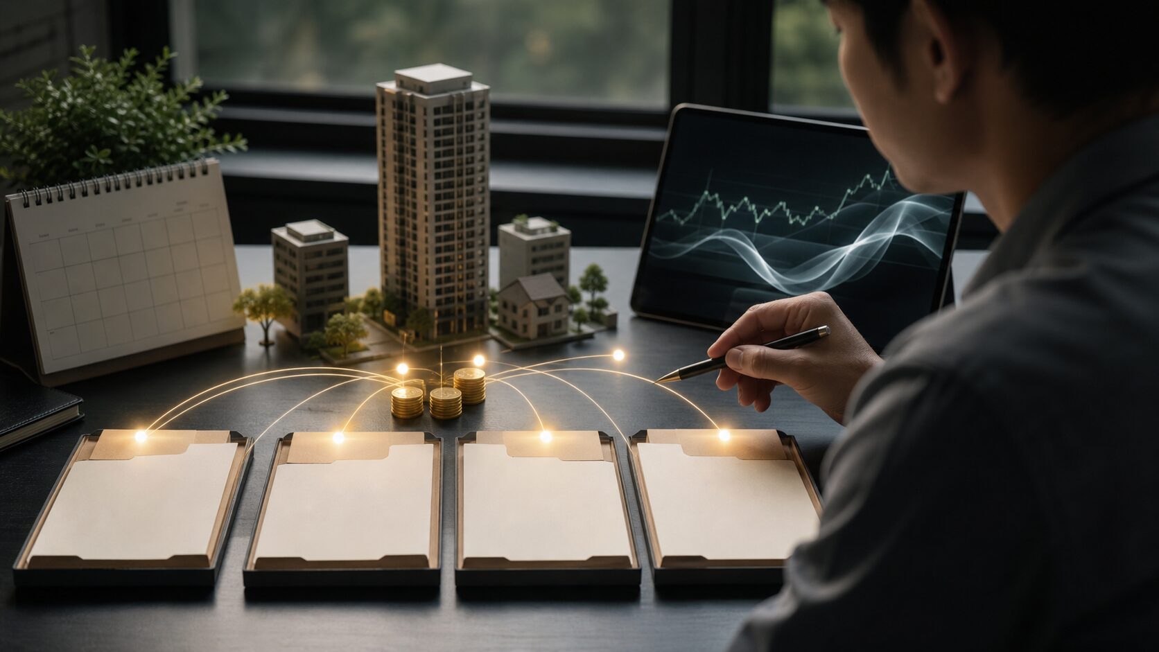 J-REIT ETFの分配金と金利リスクを確認する投資家のイメージ