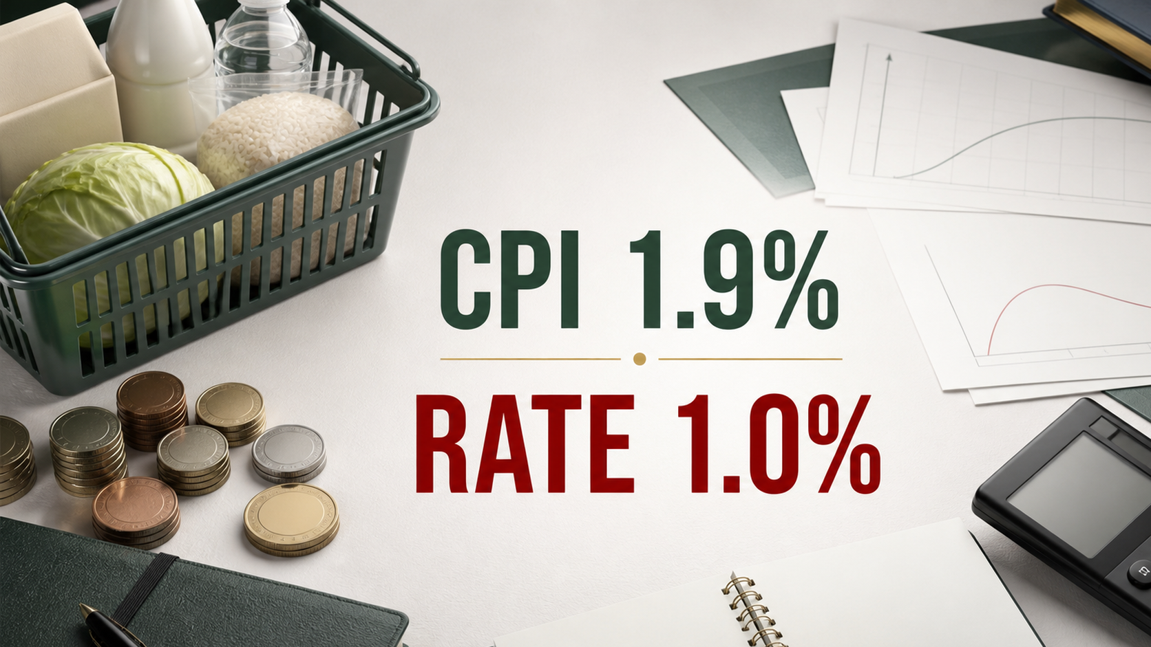 CPI1.9%と政策金利1.0%を並べて実質金利を考えるアイキャッチ