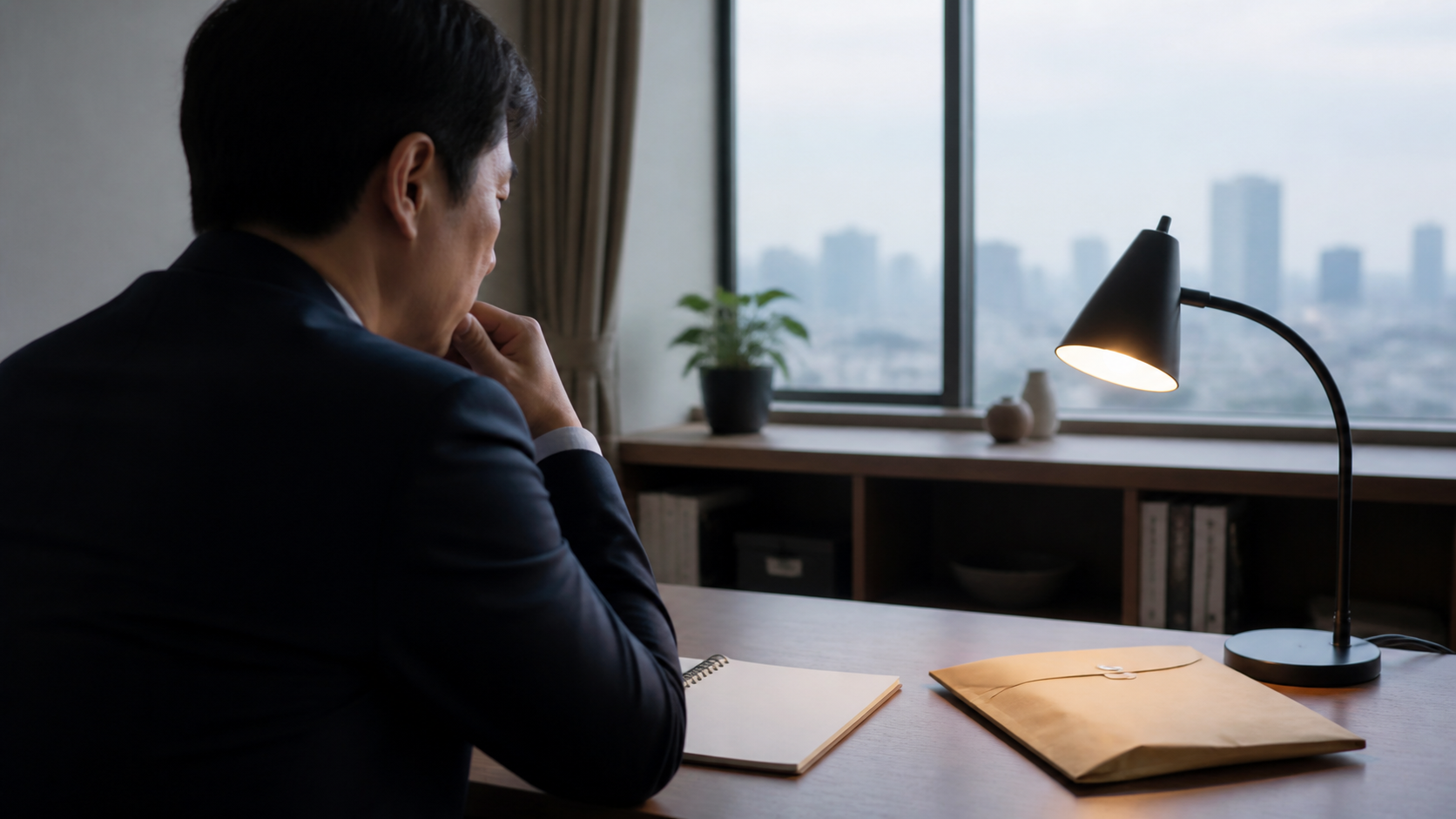 今後の開示を待ちながらノートを見直す投資家のイメージ