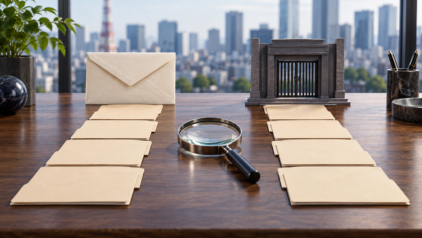 封筒と閉じた門が並び、異なる上場廃止の手続を対比するイメージ